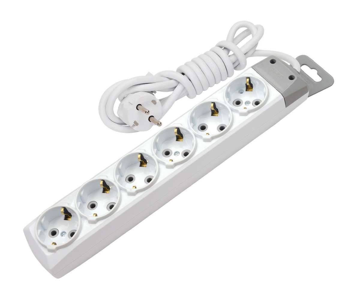 დამაგრძელებელი DE-PA 6 როზეტით, 5 მ. სადენით, დამიწებით