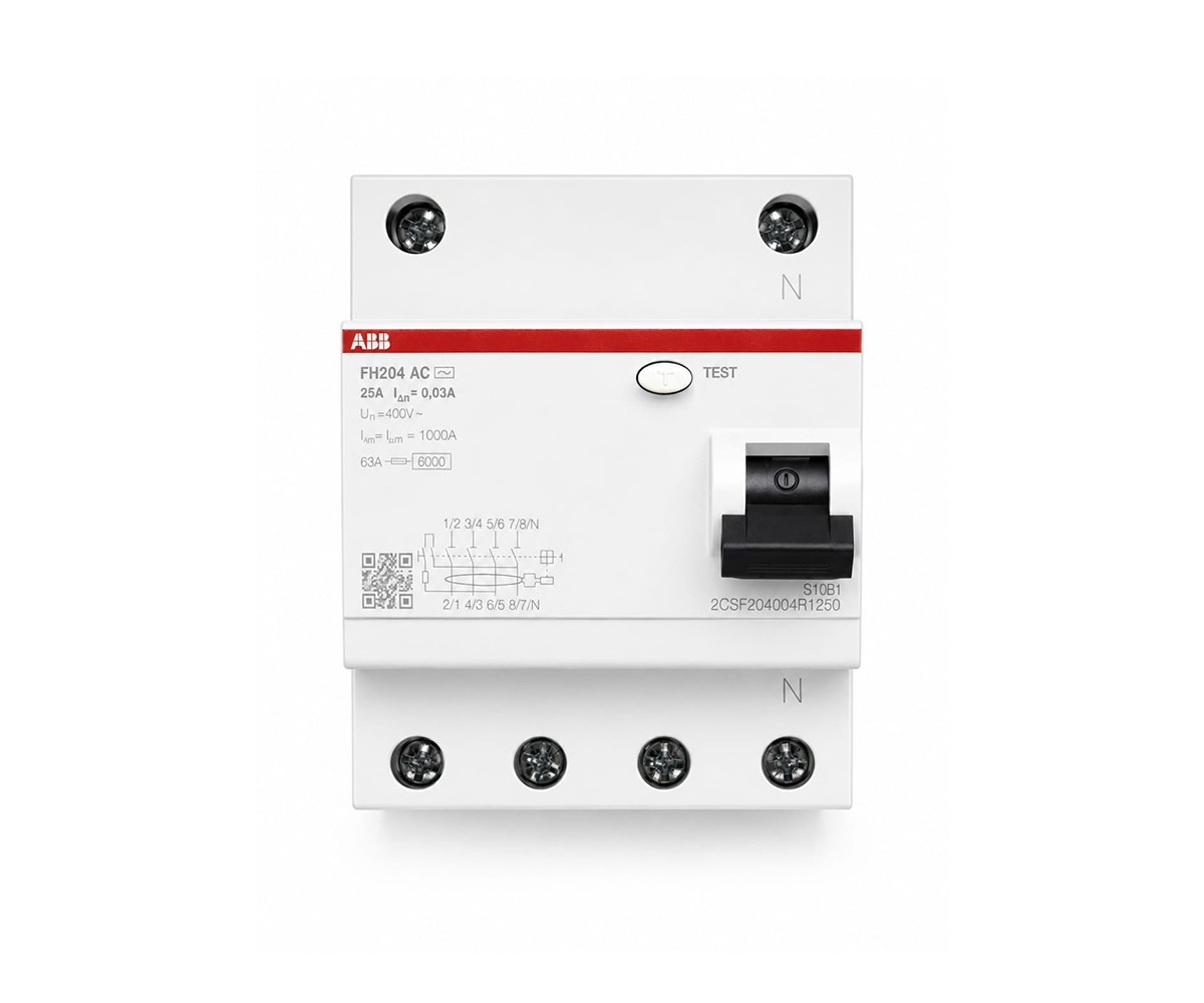 გაჟონვის რელე ABB FH204 AC-63/0,03 4P, AC, 63A, 30mA 