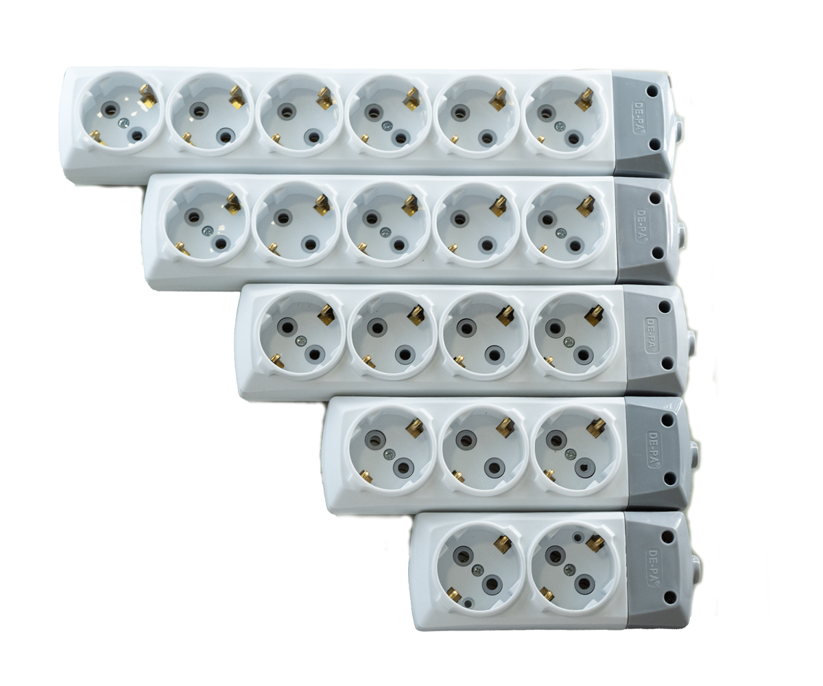 დამაგრძელებელი DE-PA 3 როზეტით, დამიწებით