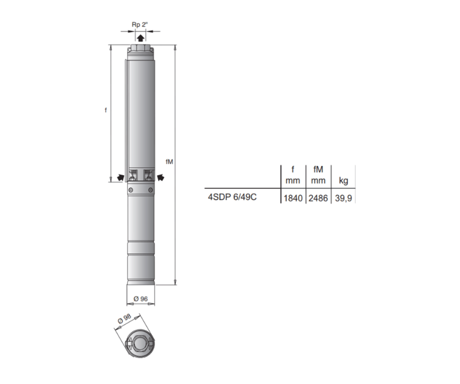 PUMP COMPLETE 4SDP 6/49 ჭაბურღილის ტუმბო 5.5 კვტ ძრავით