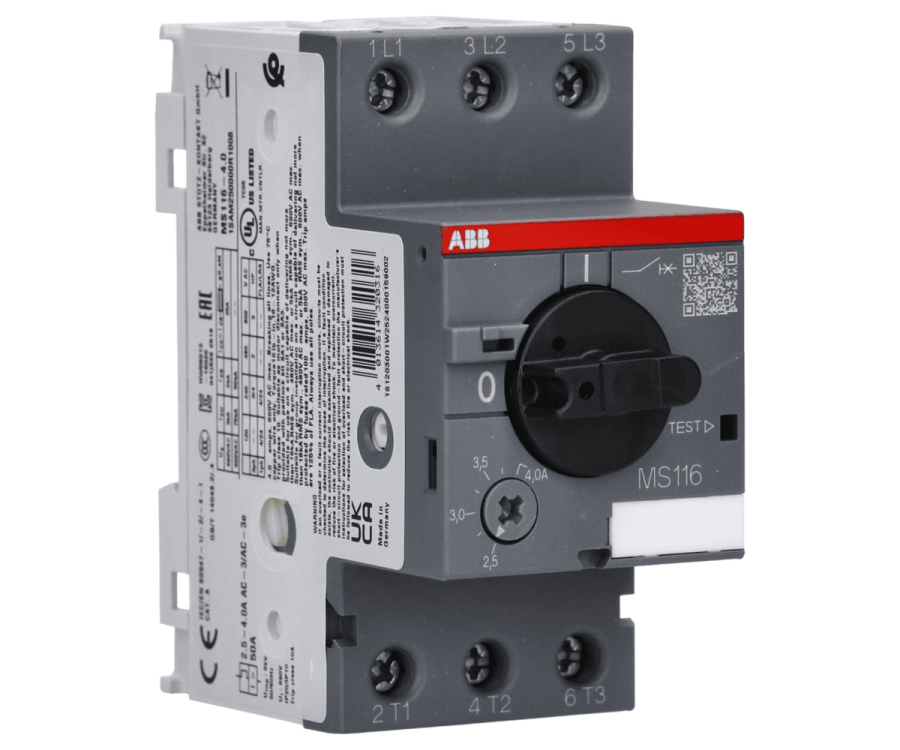 ძრავის დამცველი გამთიშველი ABB MS116-4 2,5-4A 50kA